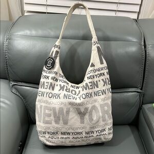 New York Print Canvas Tote Bag